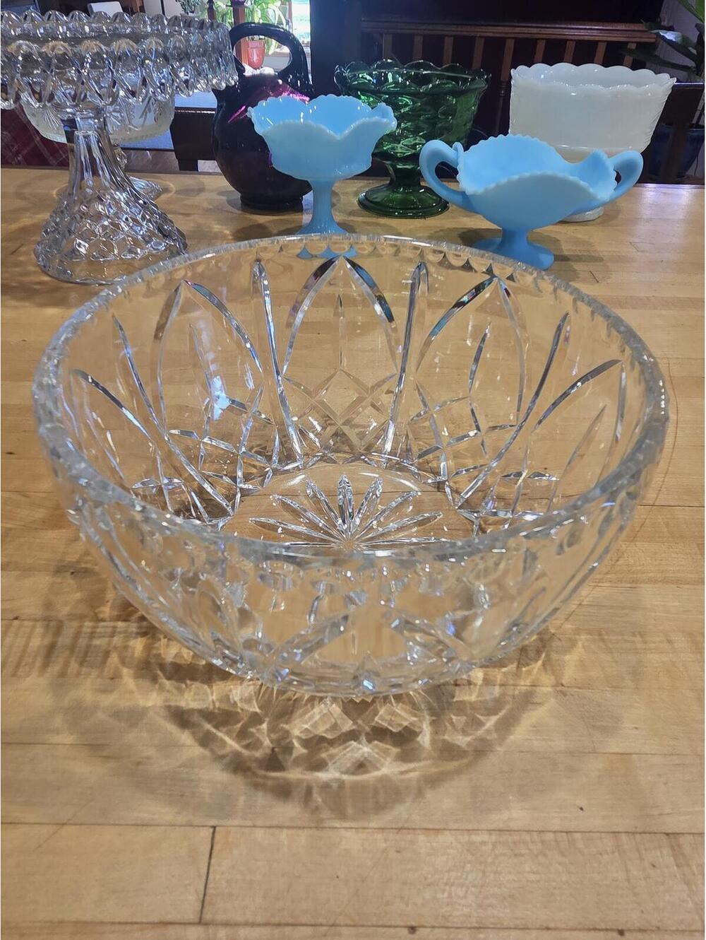 Vintage Godinger Dublin Crystal 9 Inch Salad Serving Bowl Cut Glass 1990s